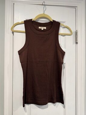 NWOT Madewell Size XS Dark Brown Ribbed Supima Cotton Racerback Tank Top Stretch